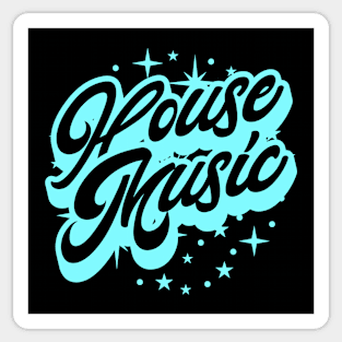 HOUSE MUSIC  - Signature and Stars (blue) Sticker